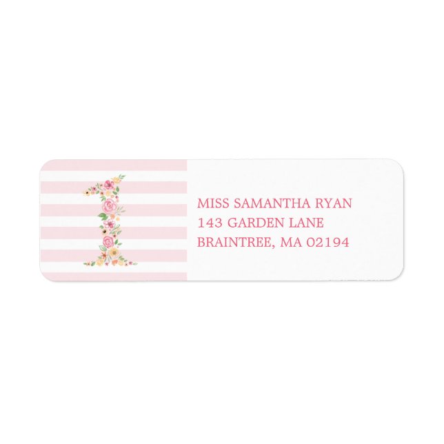 Watercolor Floral One First Birthday Label (Front)