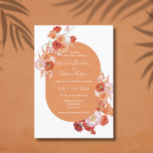 watercolor floral orange pink modern wedding