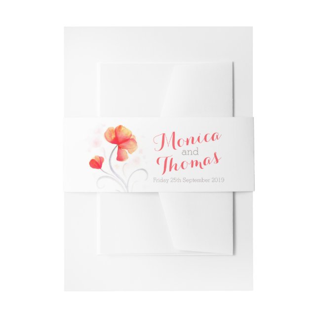Watercolor floral orange wedding custom belly band (Front Example)