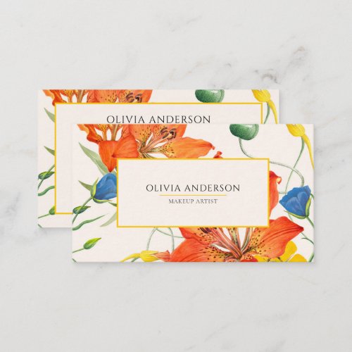 Watercolor Floral Orange Yellow Modern Boho Chic  Business Card