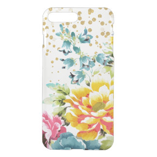 watercolor floral paint and gold confetti artwork. iPhone 8 plus/7 plus case