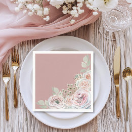 Watercolor Floral Pale Pink Birthday Napkins