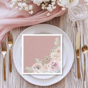 Watercolor Floral Pale Pink Birthday Napkins