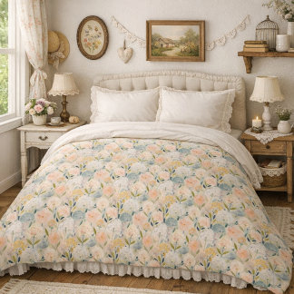 Watercolor Floral Pastel Duvet Cover