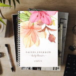 Watercolor floral pastel feminine elegant business planner<br><div class="desc">Pink, yellow, dusty orange and green beautiful hand painted flowers bouquet on a light blush washed watercolor background making a modern sophisticated feminine planner with minimal style typography script. Easy to personalize with your details! Ideal for landscape designers, florists, makeup artists, cosmetologists, personal stylists, hairstylists, beauty specialists, nail technicians, interior...</div>