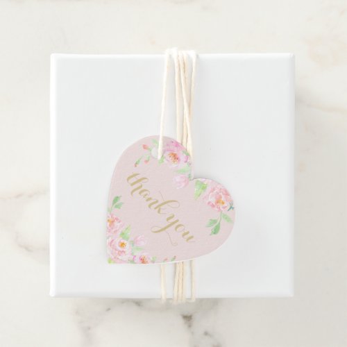 Watercolor Floral Pastel Pink Thank You Favor Tags