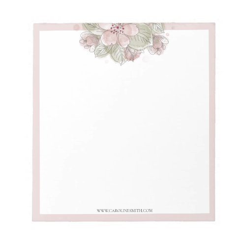 Watercolor Floral Pastel Rose border  Notepad