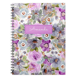 Watercolor Floral Pattern 3 Ring Binder Notebook