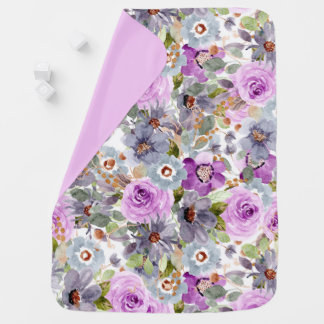 Watercolor Floral Pattern Baby Blanket