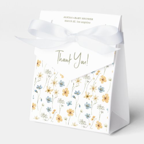 Watercolor floral pattern baby shower thank you favor boxes