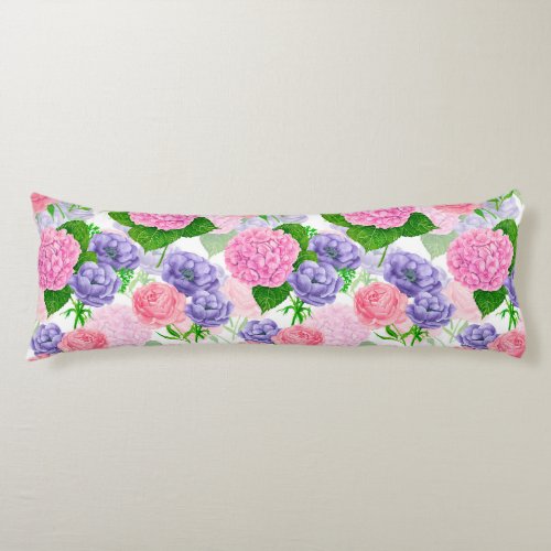 Watercolor floral pattern body pillow