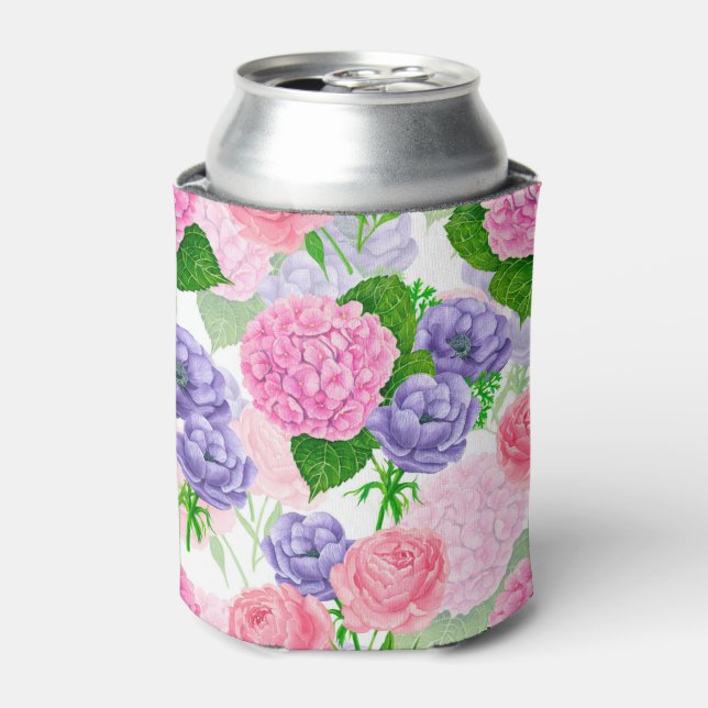 Watercolor floral pattern can cooler (Can Front)