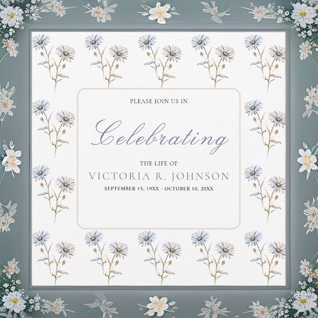 Watercolor Floral Pattern Celebration of Life Invitation (Creator Uploaded)