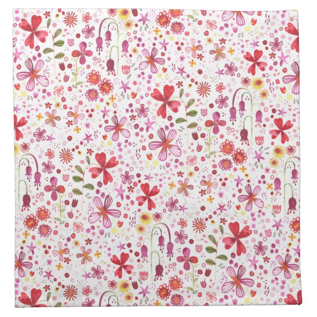 Watercolor Floral Pattern Cloth Napkin (Front)