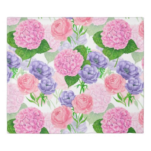 Watercolor floral pattern duvet cover