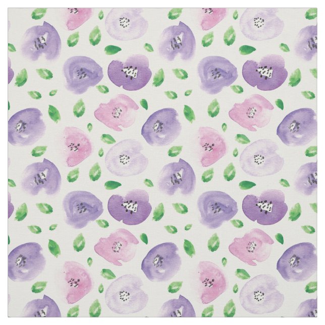 Watercolor Floral Pattern Fabric (Swatch)