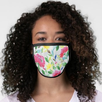 Watercolor Floral Pattern Face Mask by timelesscreations at Zazzle