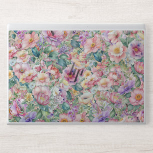 Watercolor Floral Pattern, Floral Background HP Laptop Skin