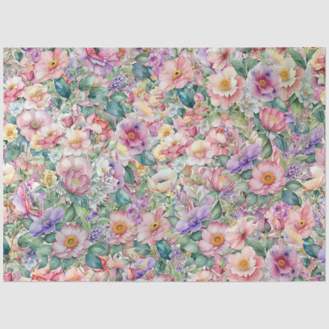 Watercolor Floral Pattern, Floral Background Tissue Paper | Zazzle