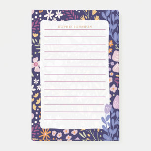 Watercolor Floral Pattern Flowers Purple Girly Post-it Notes
