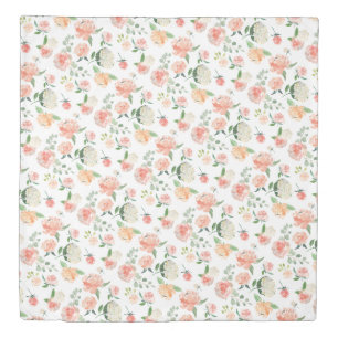 Watercolor Floral Pattern in Peach Duvet Cover