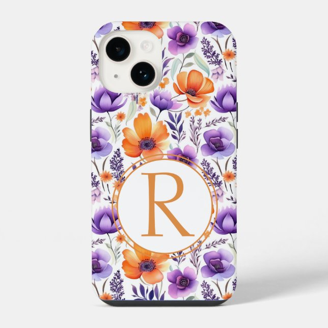 Watercolor Floral Pattern Iphone Case (Back)