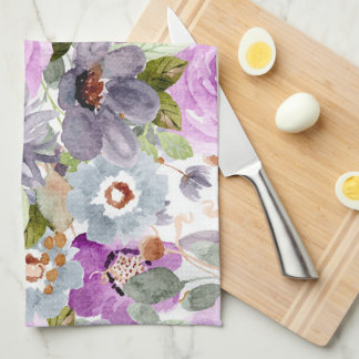 Watercolor Floral Pattern Kitchen Towel