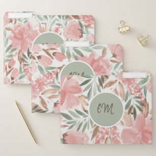 Watercolor Floral Pattern Monogram File Folder