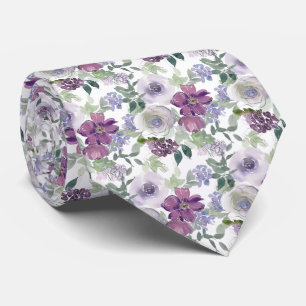 Watercolor Floral Pattern Neck Tie