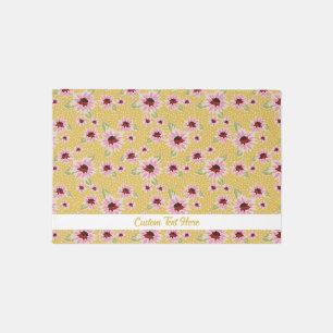 Watercolor Floral Pattern Personalized Custom Text Rug