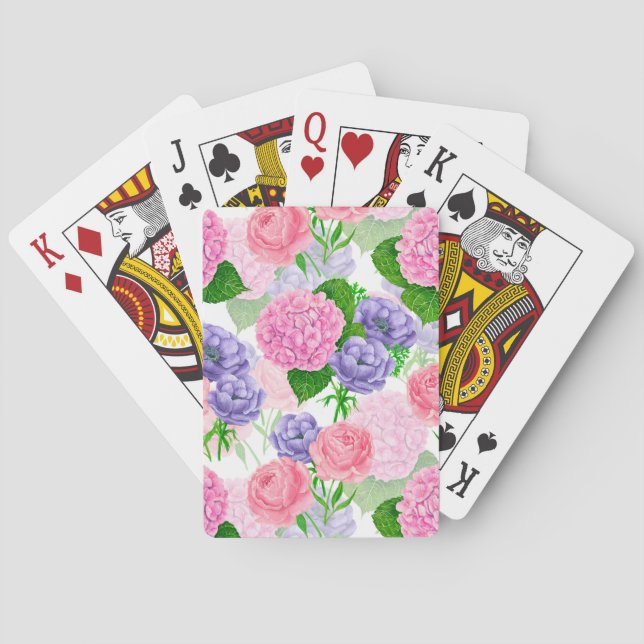 Watercolor floral pattern poker cards (Back)