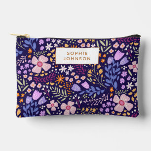 Watercolor Floral Pattern Pretty Personalized Accessory Pouch