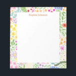 Watercolor Floral Pattern Pretty Personalized Notepad<br><div class="desc">A beautiful notepad with a colorful,  hand drawn pattern of watercolor blooming flowers.</div>