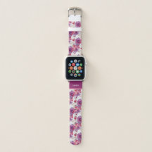 Watercolor floral pattern red blue purple