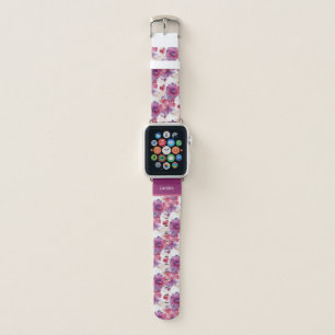 Watercolor floral pattern red blue purple apple watch band