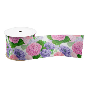 Watercolor floral pattern satin ribbon