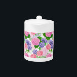 Watercolor floral pattern teapot<br><div class="desc">Watercolor pattern design with hydrangea,  peony and anemone flowers.</div>