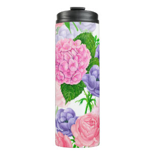 Watercolor floral pattern thermal tumbler