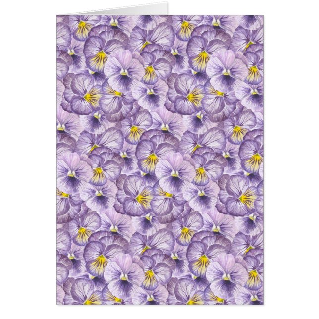 Watercolor floral pattern with violet pansies cards (Front)