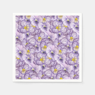 Watercolor floral pattern with violet pansies napkins