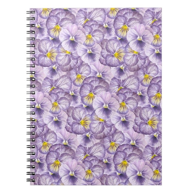 Watercolor floral pattern with violet pansies notebook (Front)