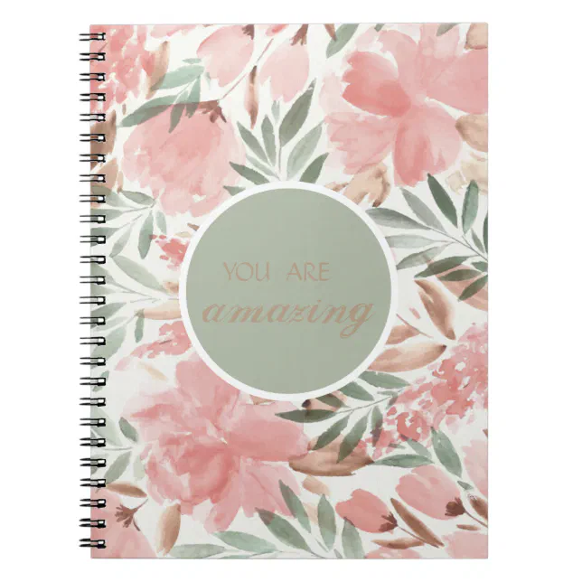 Watercolor Floral Pattern You Are Amazing Notebook | Zazzle