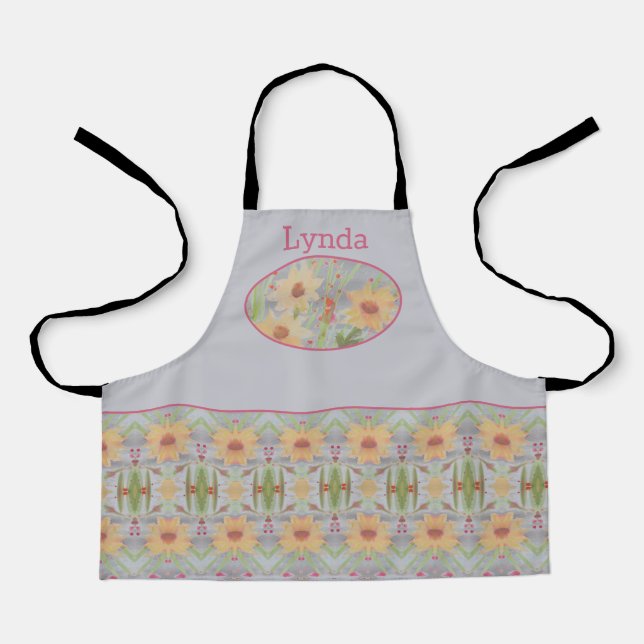 Watercolor Floral Patterned Apron (Front)