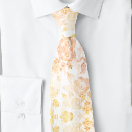 Watercolor Floral Peach Fuzz  Neck Tie