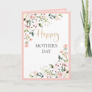 Watercolor Floral Peach Pink Mother's Day Card