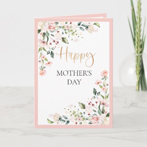 Watercolor Floral Peach Pink Mothers Day Card