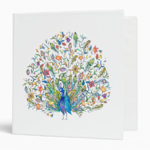 Watercolor floral peacock 3 ring binder