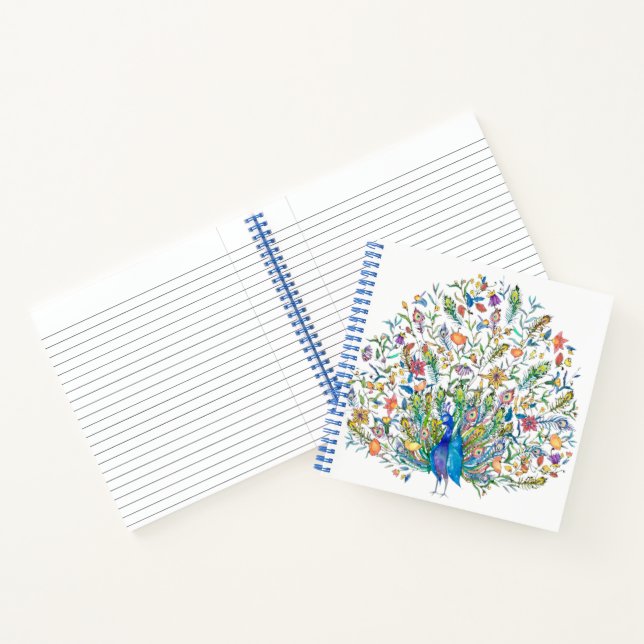 Watercolor floral peacock  notebook (Inside)
