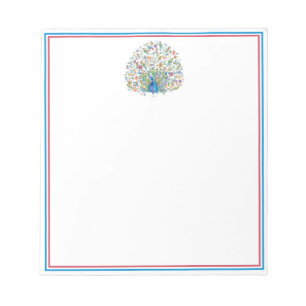 Watercolor floral peacock  notepad