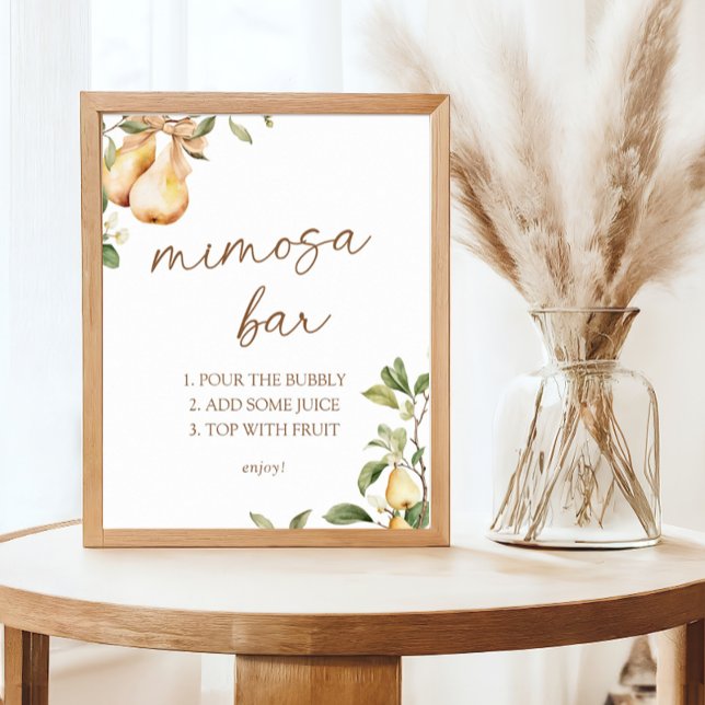 Watercolor Floral Pear Bridal Shower Mimosa Bar Poster (Creator Uploaded)